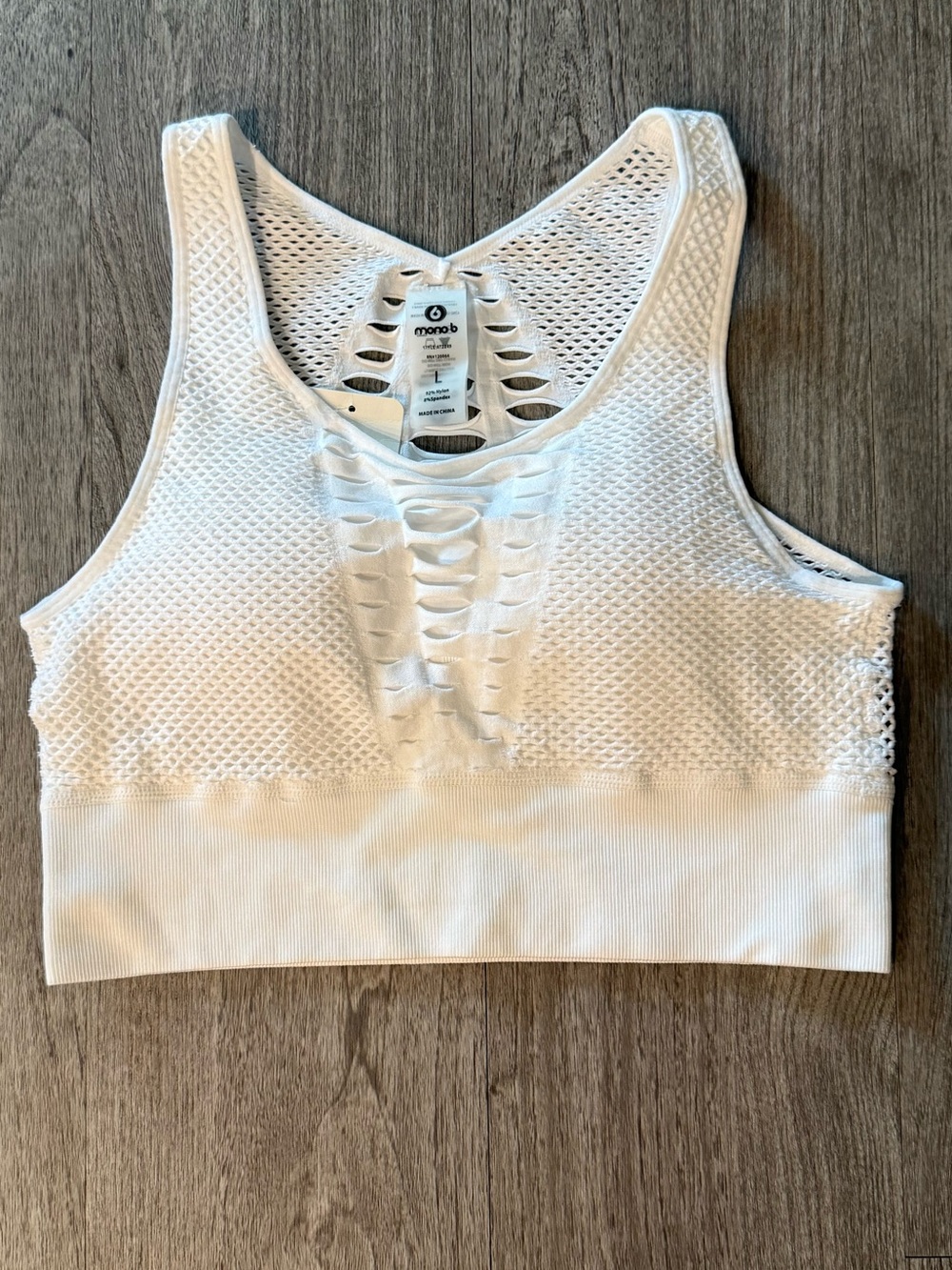 Mono B White Cutout Workout Top/Sports Bra NWT